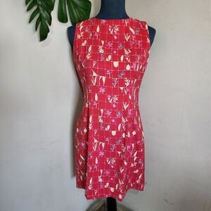 John Roberts Red Floral Sleevless Dress